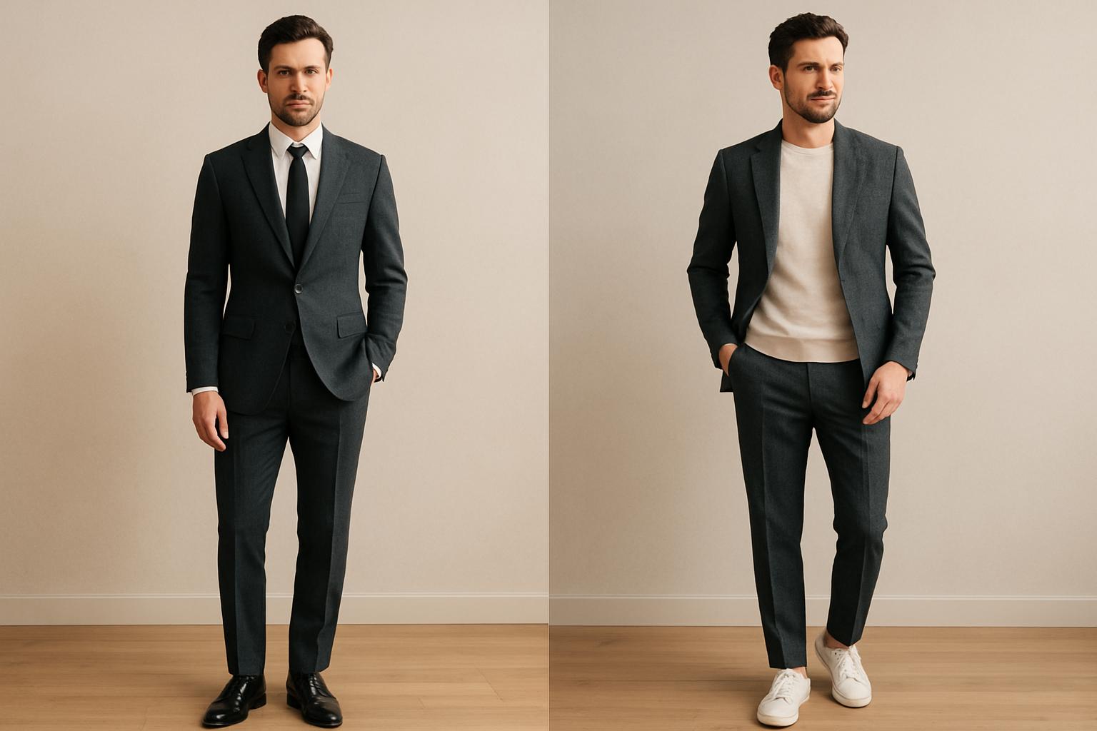 Jak wykorzystać jeden garnitur w stylizacjach eleganckich i codziennych?. Dlaczego jeden garnitur działa lepiej, niż myślisz Jak wykorzystać jeden garnitur w stylizacjach eleganckich i codziennych?. Dlaczego jeden garnitur działa lepiej, niż myślisz